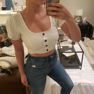 Princess Polly Puff Sleeve White Crop Top
